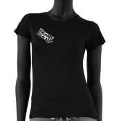 Tee-shirt noir, cintr, col rond.