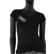 Tee-shirt noir, cintr, col V.