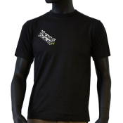 Tee-shirt noir, col rond.